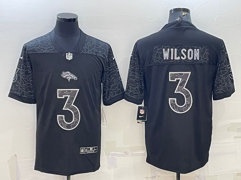 Men's Denver Broncos Russell Wilson #3 Black Retired RFLCTV Limited Jersey